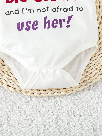 Baby Girls' Bodysuit With Slogan Print
