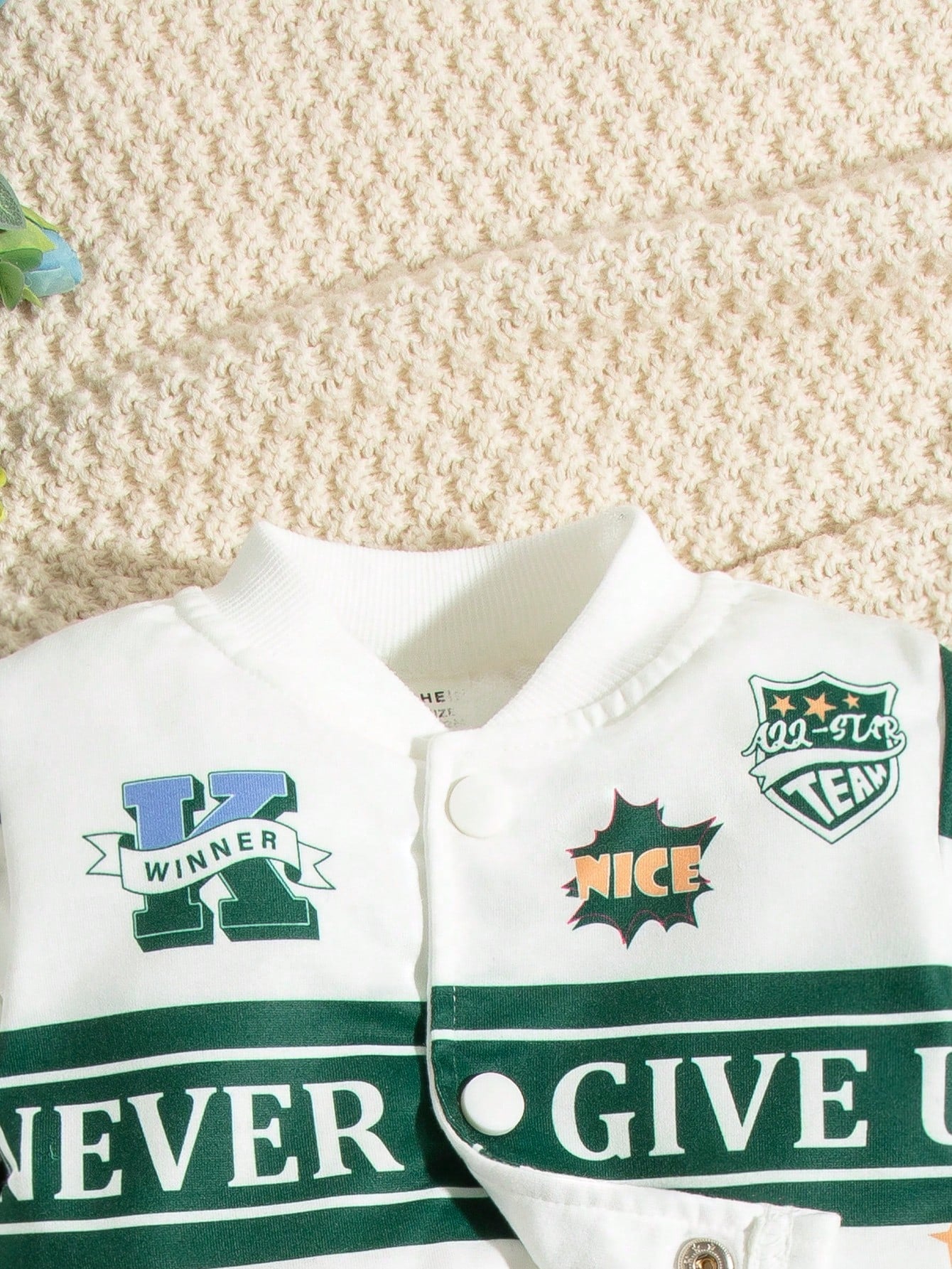 Baby Girls' Letter Printed Jacket And Skirt Matching ZipperedGreenKnitCoordinatedEffortlessMix-And-MatchEasy-CareSoftBold Set