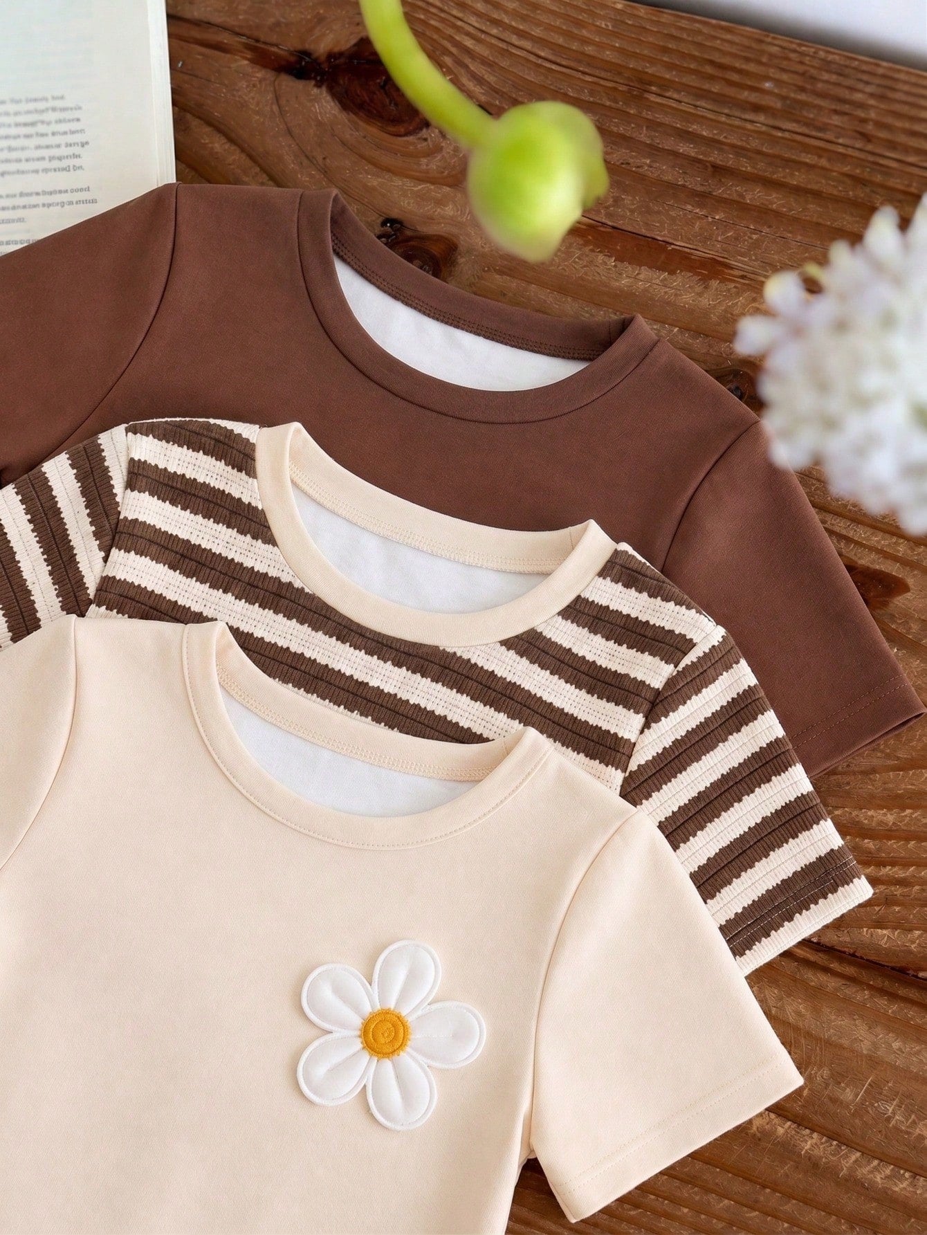 Baby Girls Simple Casual 3pcs Pieces Set Short Sleeve Top Suitable For Summer