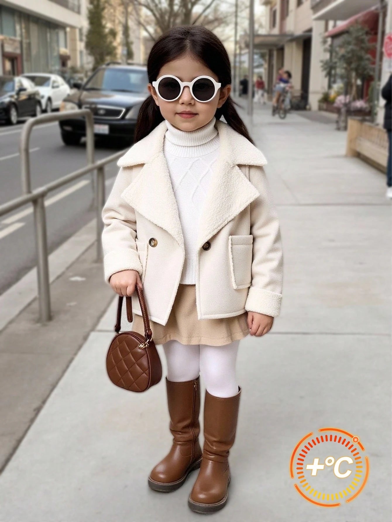 Baby Girls White Winter Fleece Jacket,Thermal Lined Casual Versatile Office Coat,Suitable For Outings And Fall Shopping