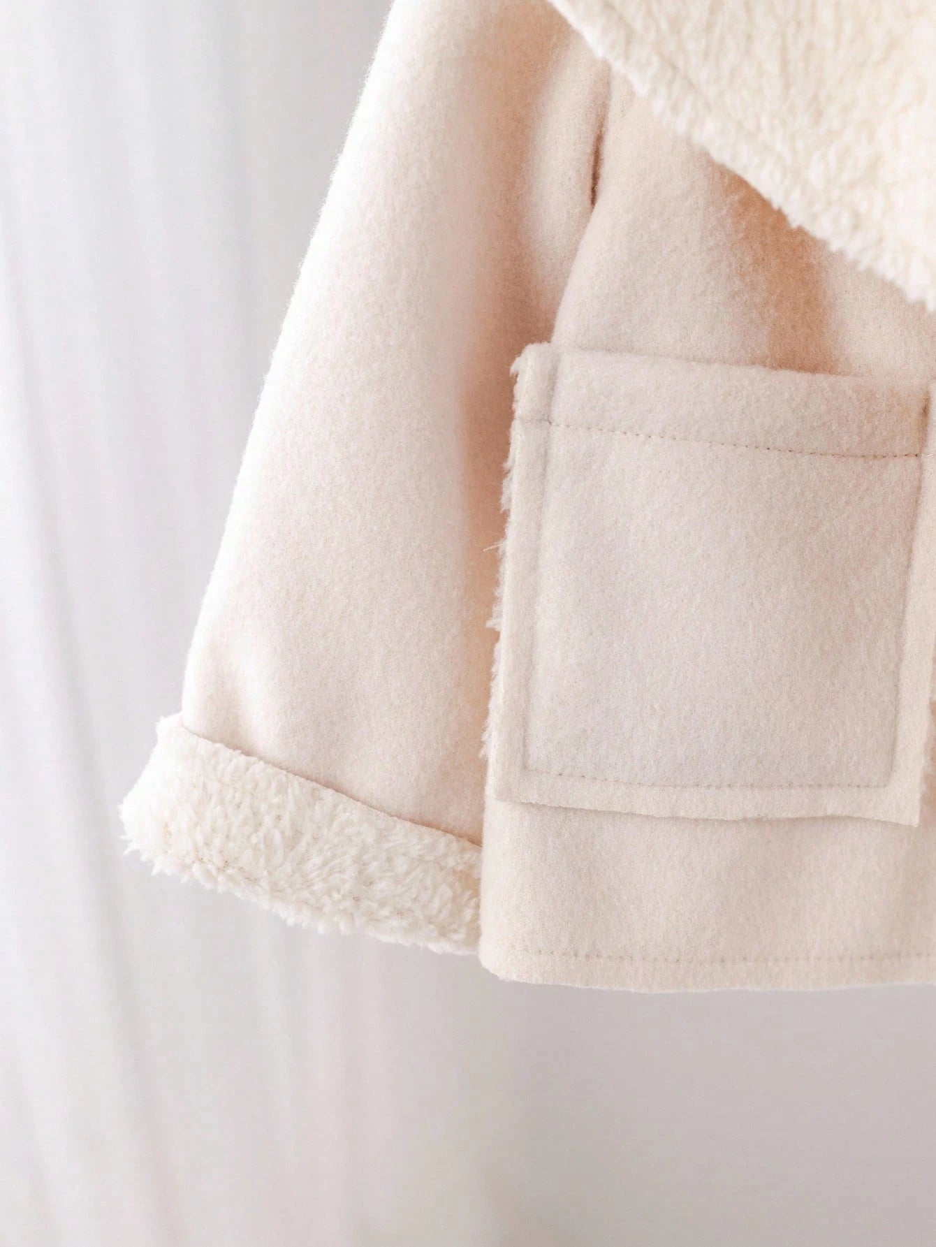 Baby Girls White Winter Fleece Jacket,Thermal Lined Casual Versatile Office Coat,Suitable For Outings And Fall Shopping