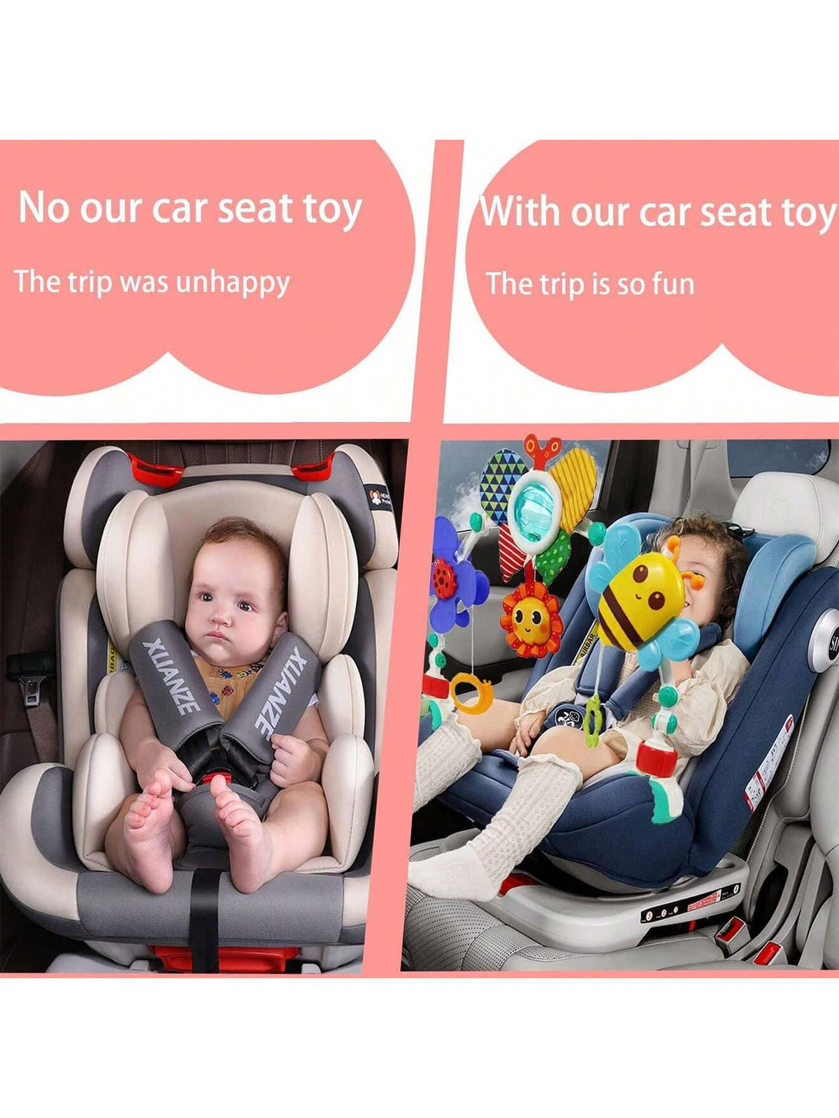 Baby Pram Toys, Baby Arch Pram Play Toys With Rabbit Rattle, Foldable Pram Toys For Babies 0-24 Months, Travel Play Arch Stroller For Bouncers Pram, Stroller, Car Seat, Crib- Bees Car Clip (Bee)