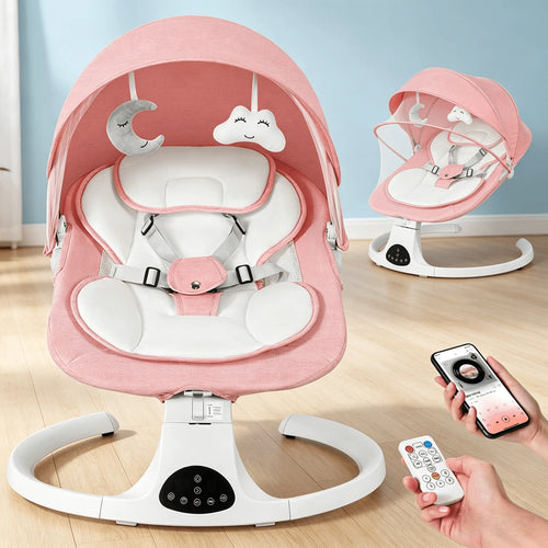 Baby Swing, Newborn Bouncer, Electric Cradle With Music Speaker, 3 Seat Positions, 5 Speed Settings, Remote Control, Dual Power Supply
