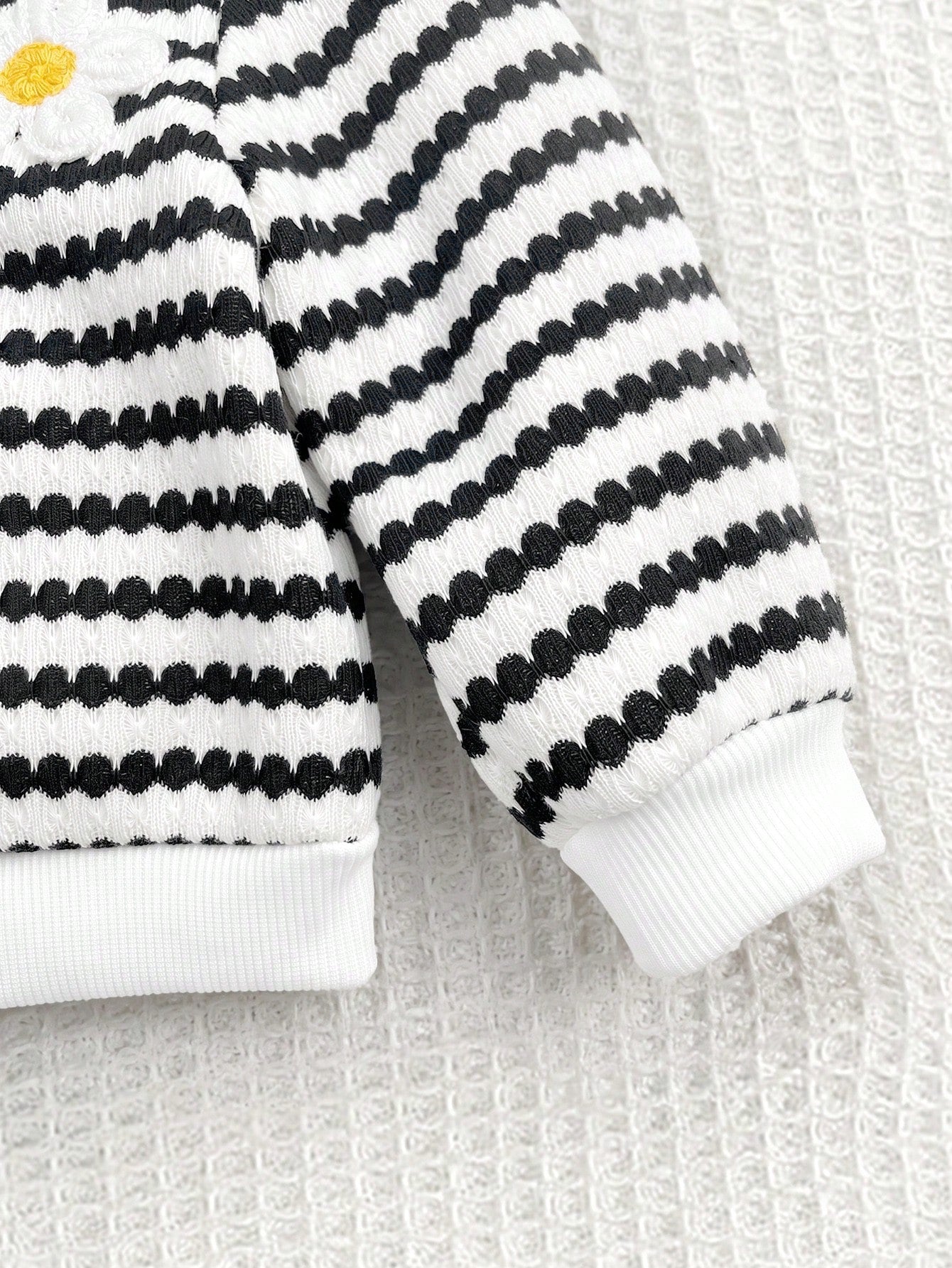 Babygirl Cute Casual Knitted Versatile Striped Floral Pattern Hooded Jacket