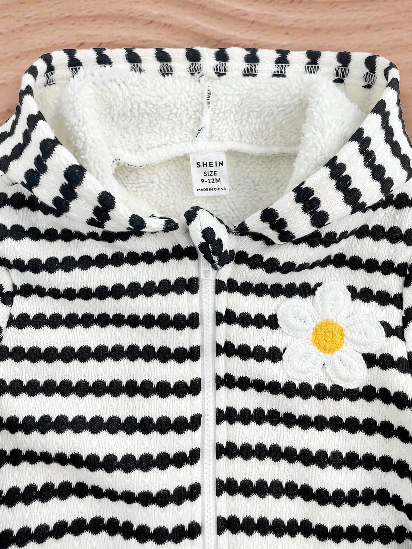 Babygirl Cute Casual Knitted Versatile Striped Floral Pattern Hooded Jacket