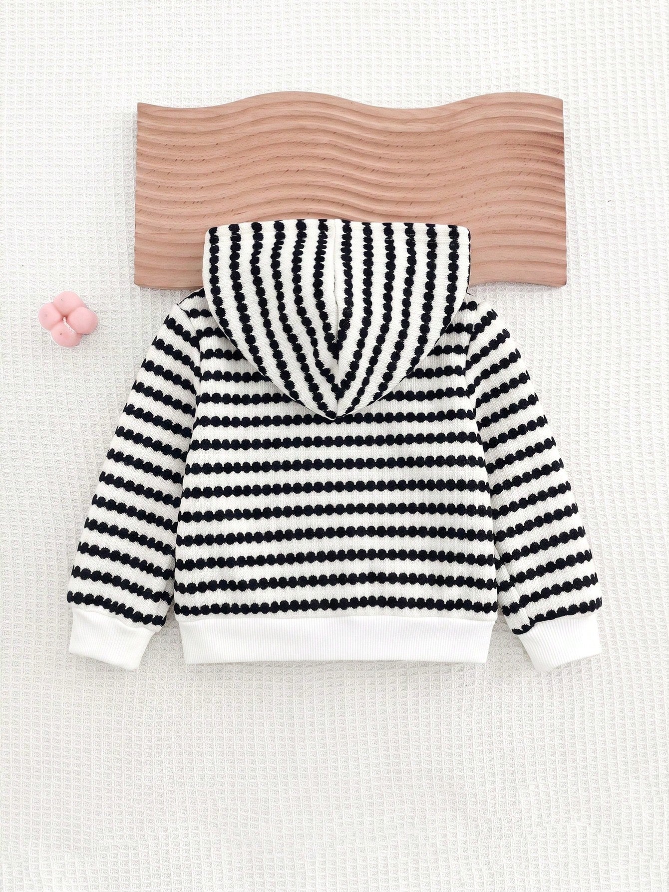 Babygirl Cute Casual Knitted Versatile Striped Floral Pattern Hooded Jacket