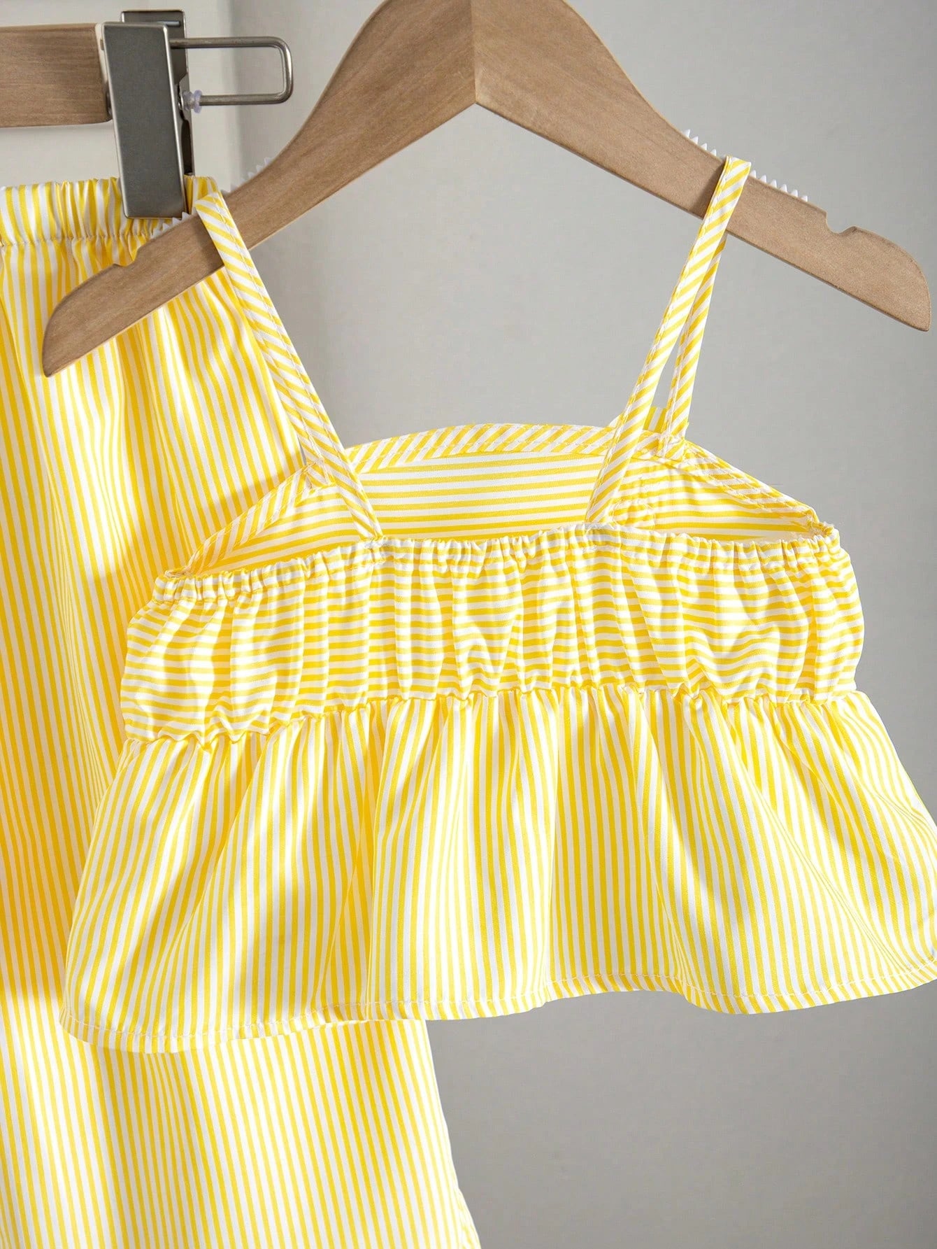 Babygirl Cute Vacation Casual Striped Bow Decor Camisole & Elastic Waist Pants Set