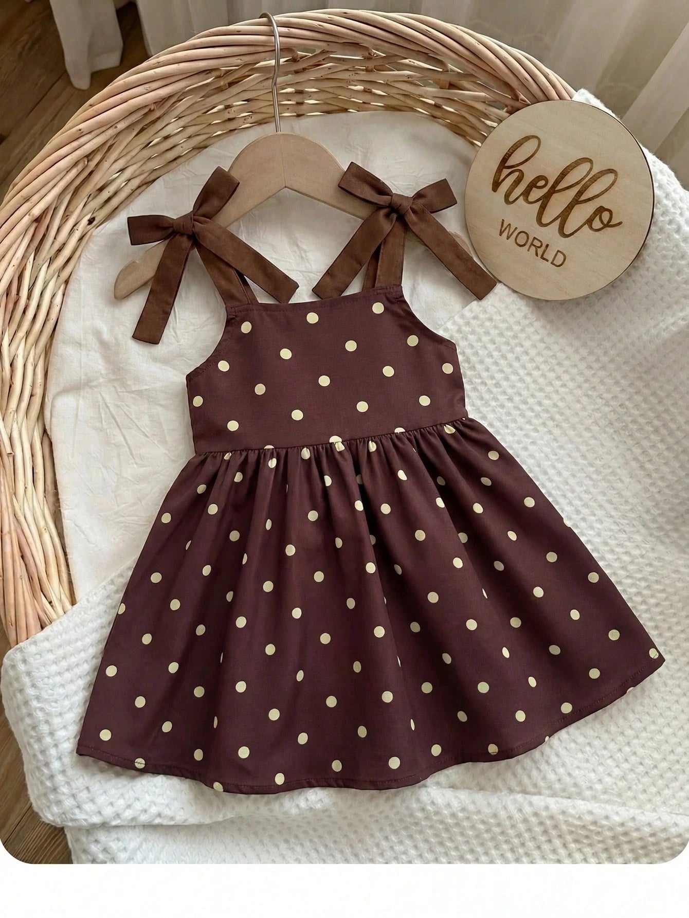 Babygirl Vacation Casual Cute Colorblock Polka Dot Spaghetti Strap Dress