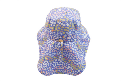 Baby/Kids Sun Hat with Neck Cape - Floral Field
