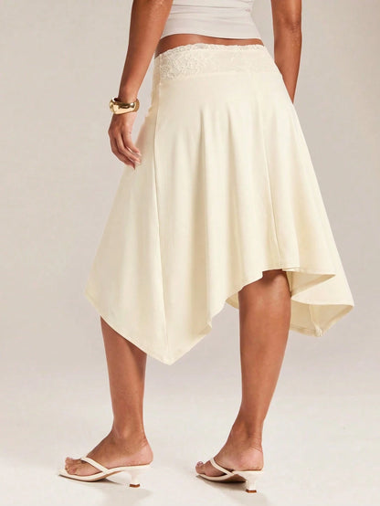 BAE Women's Solid Color Asymmetric Hem Casual Skirt