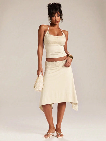 BAE Women's Solid Color Asymmetric Hem Casual Skirt