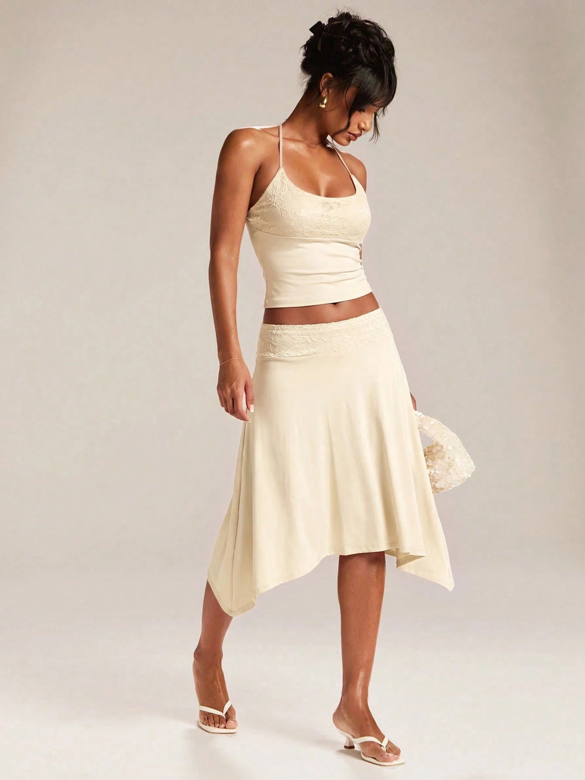 BAE Women's Solid Color Asymmetric Hem Casual Skirt