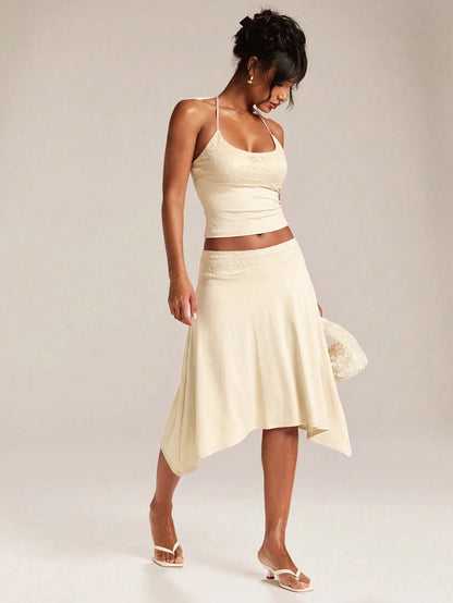 BAE Women's Solid Color Asymmetric Hem Casual Skirt