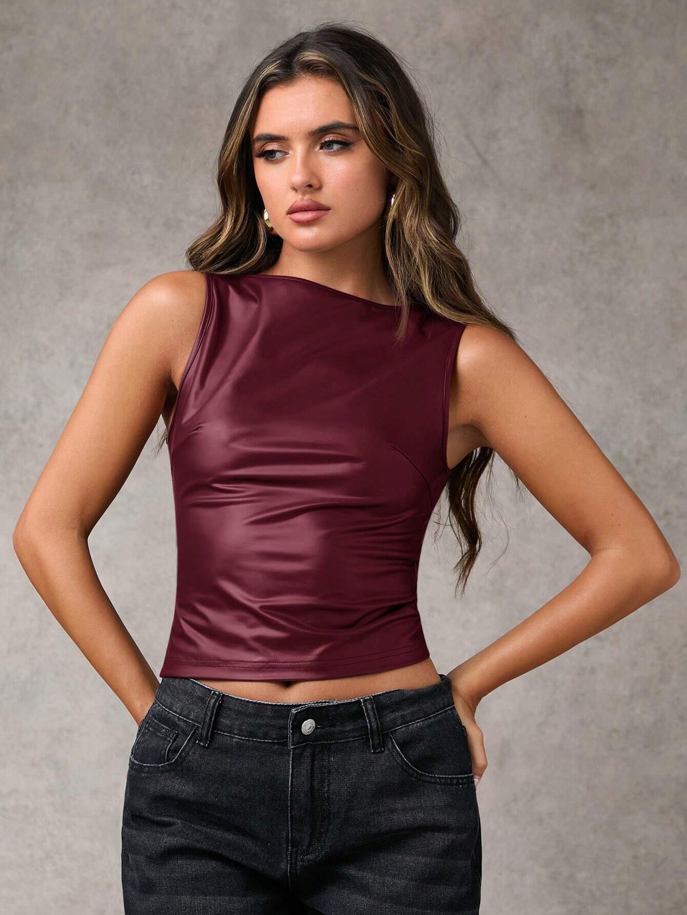 BAE Women Solid Ruched Crew Neck Casual Camisole
