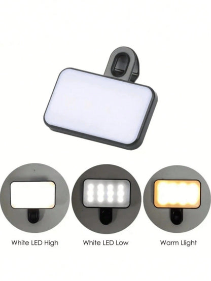 Baijun XU 1pc LED Selfie Light, 3 Lighting Modes, Portable Clip-On Fill Light, Suitable For Makeup, Live Streaming, Zoom Meetings, Rechargeable Clip-On Video/Photo Lighting For Smartphone, Camera