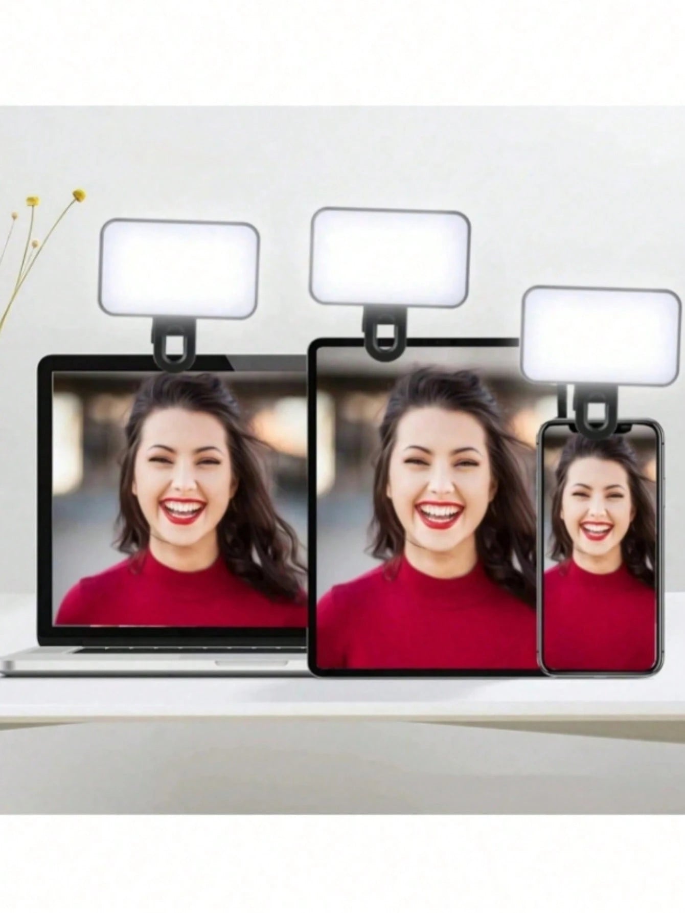 Baijun XU 1pc LED Selfie Light, 3 Lighting Modes, Portable Clip-On Fill Light, Suitable For Makeup, Live Streaming, Zoom Meetings, Rechargeable Clip-On Video/Photo Lighting For Smartphone, Camera