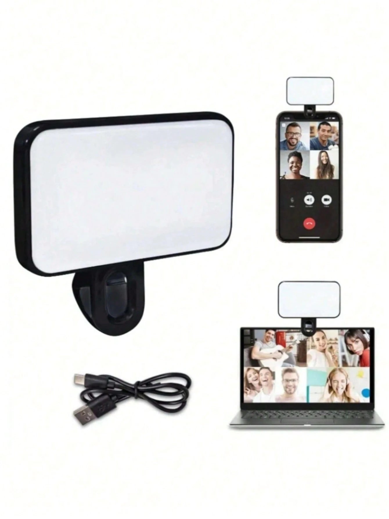 Baijun XU 1pc LED Selfie Light, 3 Lighting Modes, Portable Clip-On Fill Light, Suitable For Makeup, Live Streaming, Zoom Meetings, Rechargeable Clip-On Video/Photo Lighting For Smartphone, Camera