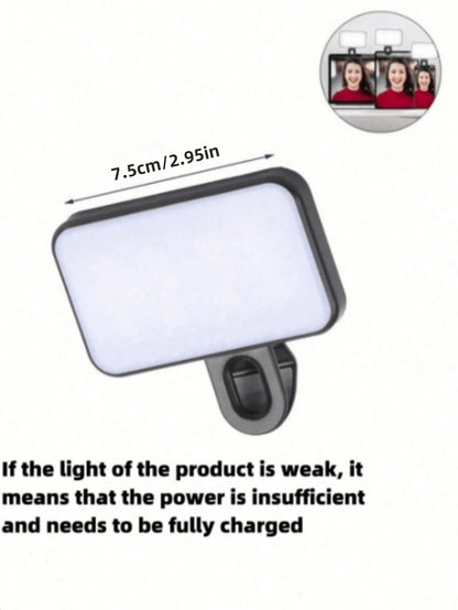 Baijun XU 1pc LED Selfie Light, 3 Lighting Modes, Portable Clip-On Fill Light, Suitable For Makeup, Live Streaming, Zoom Meetings, Rechargeable Clip-On Video/Photo Lighting For Smartphone, Camera