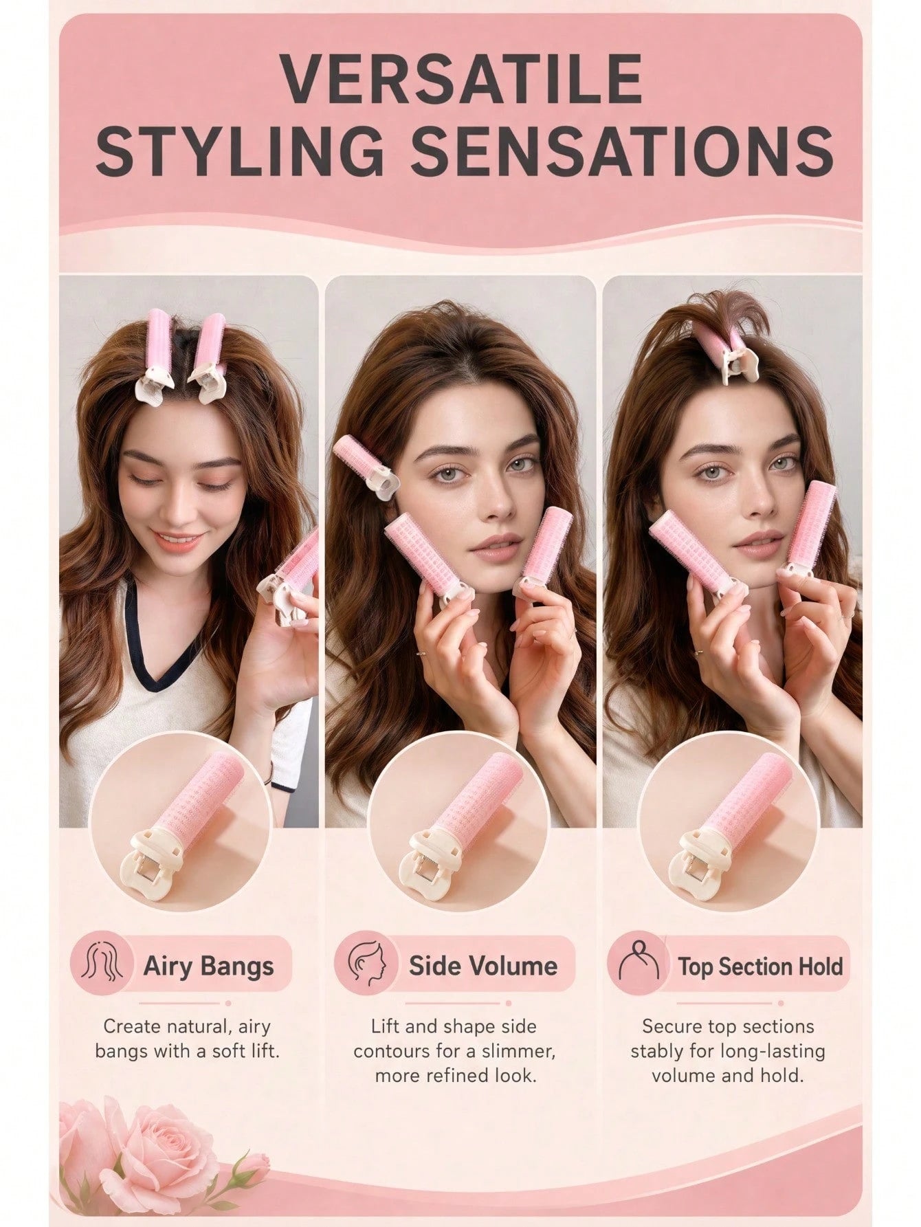 Bangs Root Volumizing Hair Clip, Slouchy Hair Top Styling Curl Barrel, Portable Korean-Style Hair Top Volumizing Clip, Seamless Root Volumizing Tool, Fixed Bangs Self-Holding Curl Styling Tool, Women'