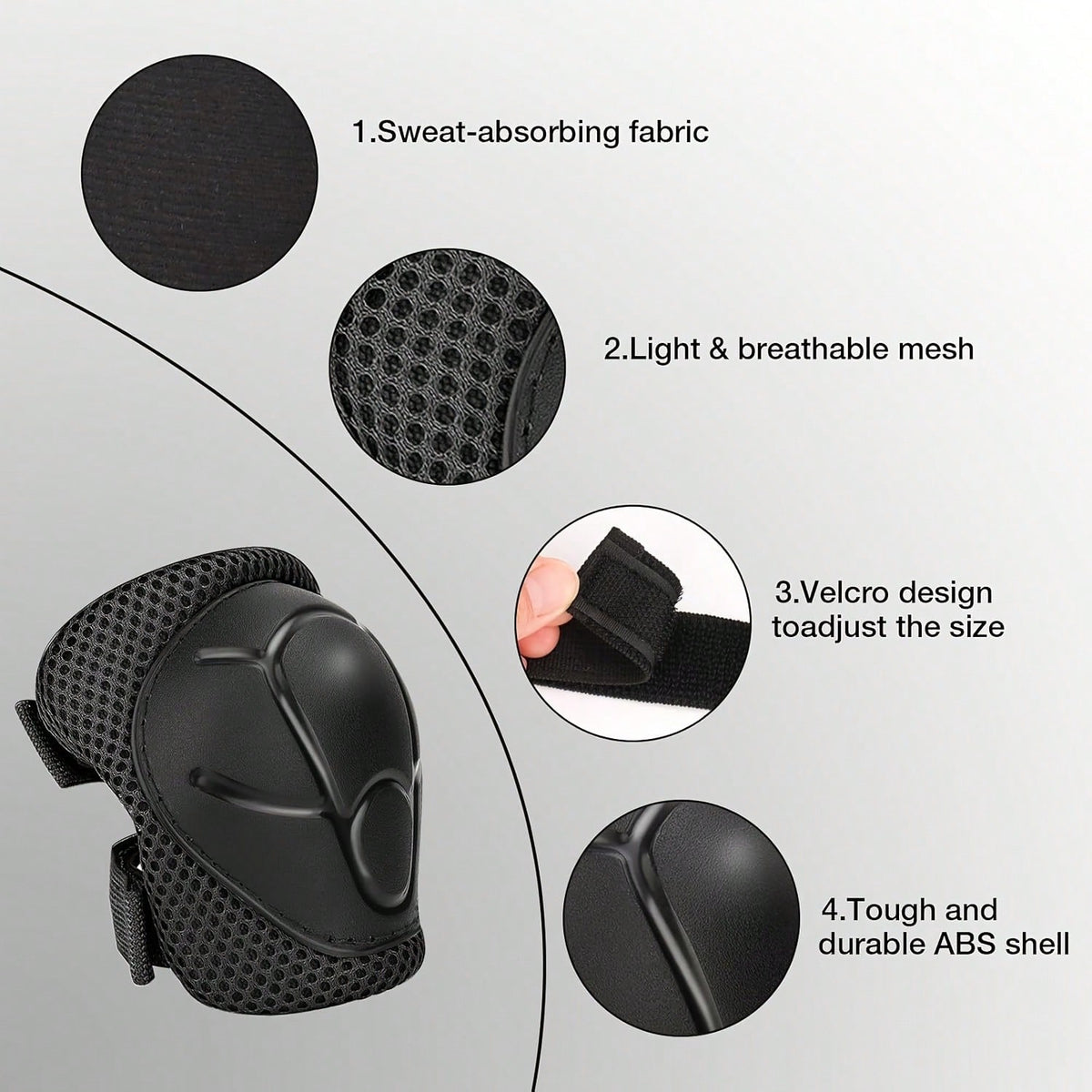 BAT DEICIDE 6-In-1 Kids Protective Gear Set For Ages 2-10, CPSIA Certified Knee Pads Elbow Pads Wrist Guards, Durable Full Protection Back To School