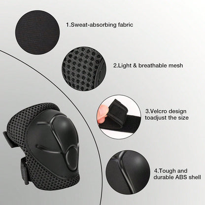 BAT DEICIDE 6-In-1 Kids Protective Gear Set For Ages 2-10, CPSIA Certified Knee Pads Elbow Pads Wrist Guards, Durable Full Protection Back To School