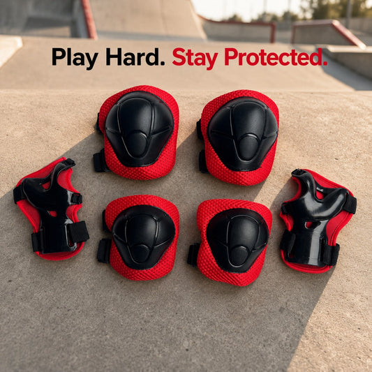 BAT DEICIDE 6PCS Kids Protective Gear CPSIA Certified: Knee Pads Elbow Pads Wrist Guards For Skateboard Cycling Scooter Skating Balance Bike 5-10Y, Back To School