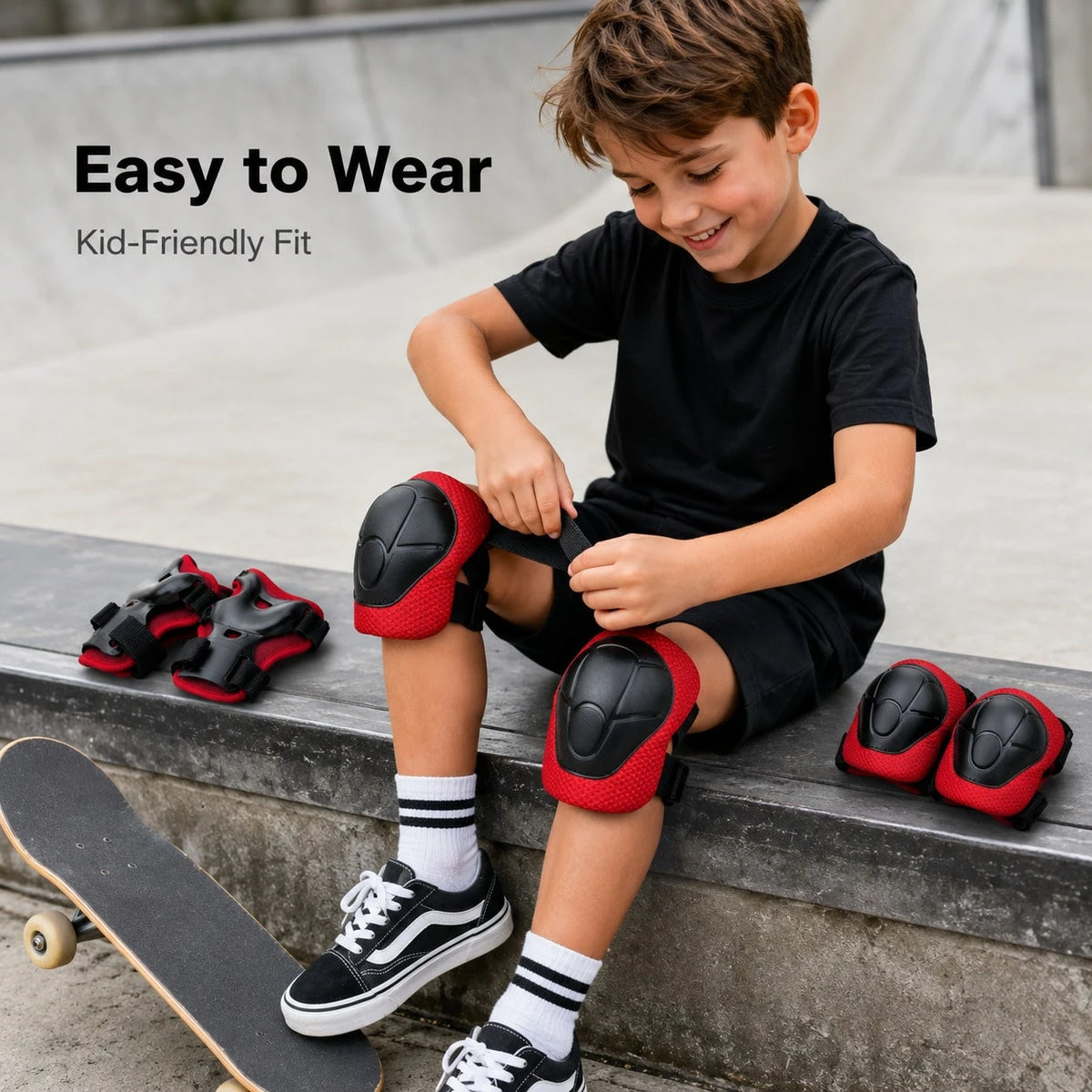 BAT DEICIDE 6PCS Kids Protective Gear CPSIA Certified: Knee Pads Elbow Pads Wrist Guards For Skateboard Cycling Scooter Skating Balance Bike 5-10Y, Back To School