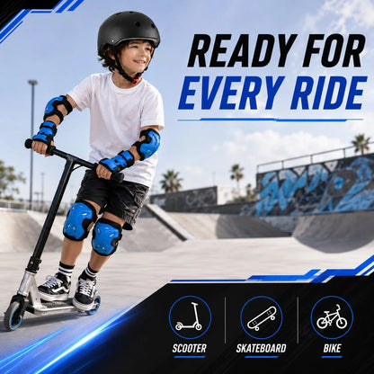 BAT DEICIDE 7-In-1 Kids Protective Gear Set – Adjustable Helmet & Knee/Elbow/Wrist Pads For Bike/Skateboard/Scooter – Ages 6-12, Back To School