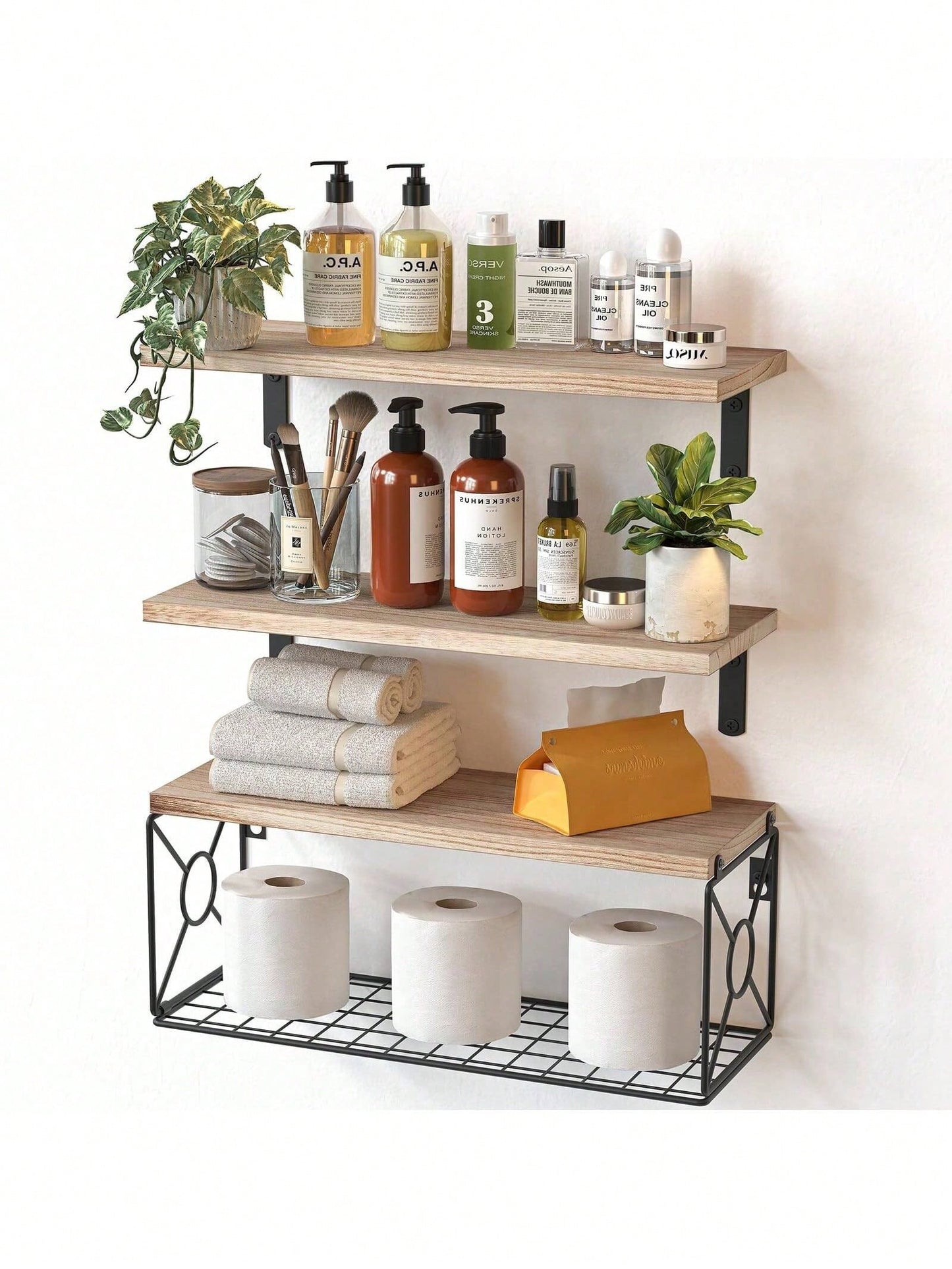 Bathroom Shelves Over Toilet- Wall Mounted Floating Shelves Toilet Paper Storage Small Farmhouse Decor Shelf 16 Inch.
