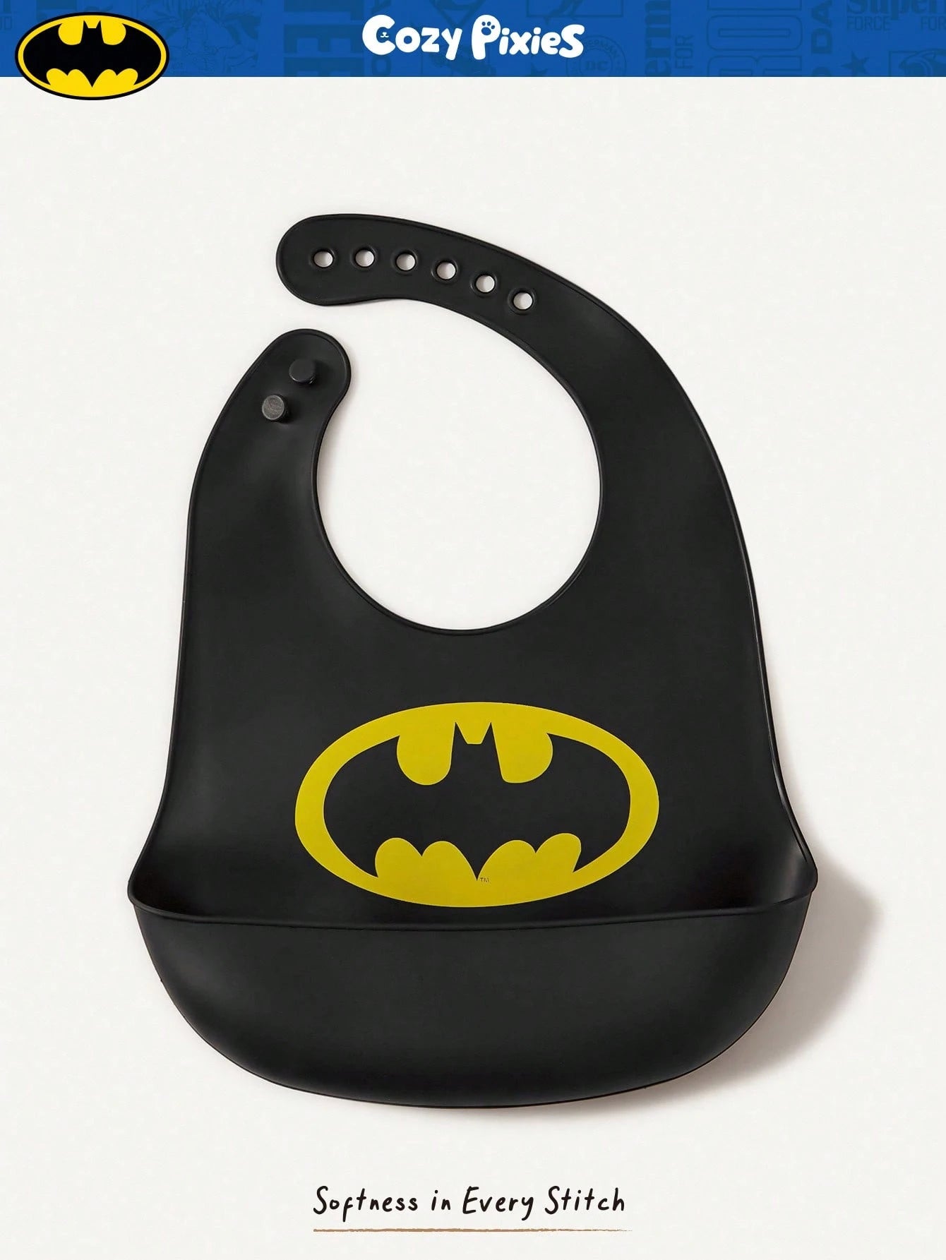 BATMAN X Cozy Pixies Baby Bat Pattern Cute Bib For Everyday Wear