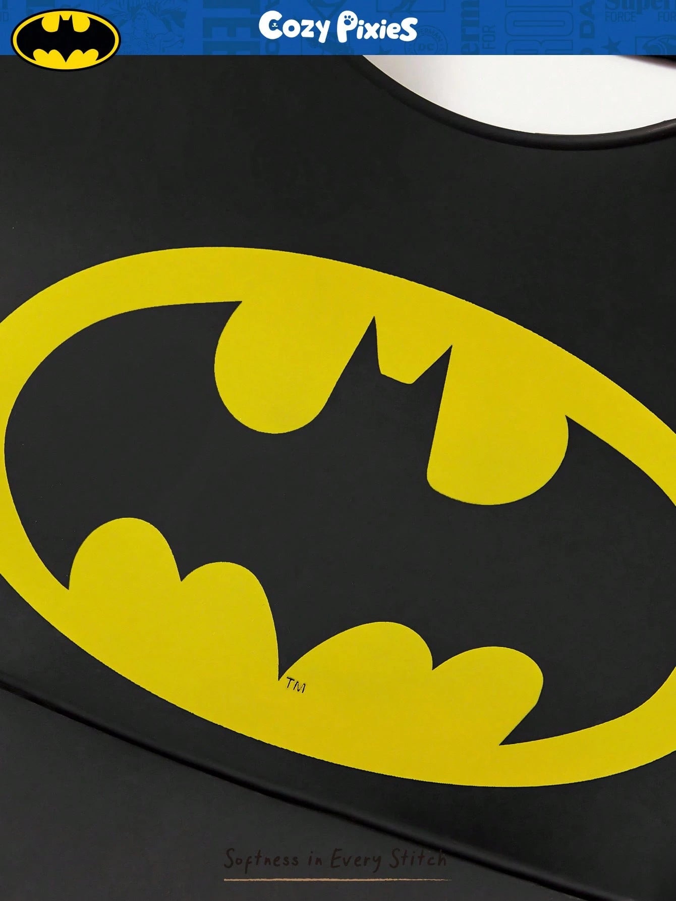 BATMAN X Cozy Pixies Baby Bat Pattern Cute Bib For Everyday Wear