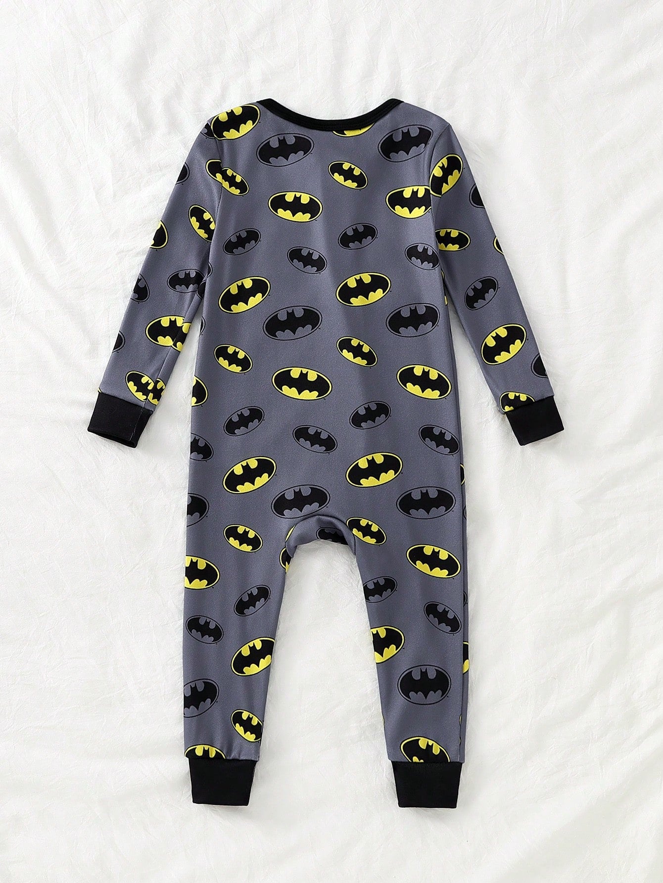 BATMAN X GraphicGems Spring/Summer Baby Boy Cartoon Cool Logo Pattern Long Sleeve Long Pants Knitted High Elasticity Knitted Fabric Slim Fit Comfortable Jumpsuit Home Wear Crawl Suit, Suitable F