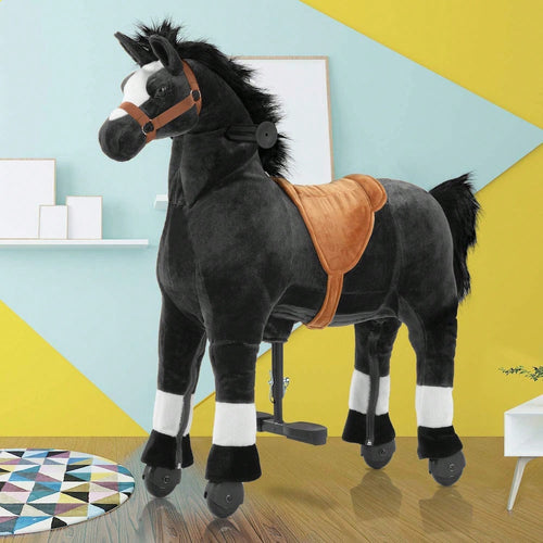 Battery-Free Mechanical Ride On Horse Plush Toy, Walking Action, M Size 4-9Y/ L Size 7Y-Adult, Heavy Duty Load 165/187 LBS