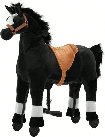 Battery-Free Mechanical Ride On Horse Plush Toy, Walking Action, M Size 4-9Y/ L Size 7Y-Adult, Heavy Duty Load 165/187 LBS