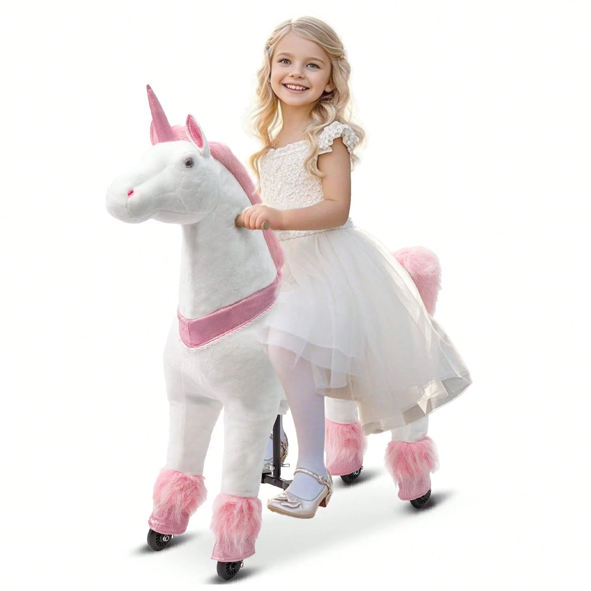 Battery-Free Mechanical Ride On Horse Plush Toy, Walking Action, M Size 4-9Y/ L Size 7Y-Adult, Heavy Duty Load 165/187 LBS