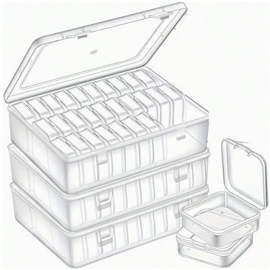 Bead Organizer Box, 60/90pcs Small Clear Plastic Storage Containers, Craft Storage Box Features Hinged Lid And Labels, Mini Boxes For Bracelets, Jewelry, Diamonds, Clay Beads, Screws, Seeds, Small Par