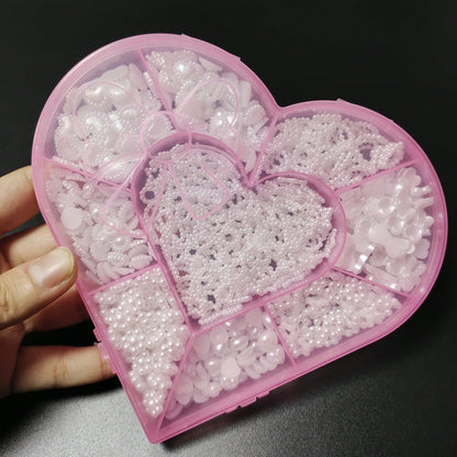 Beauty Salon 500PCS/Box Kawaii 3D White Resin Hollow Pearl Heart Bow Star Princess Ballet Nail Art Supply Set Decoration Charms Kit 10 Model Mix 50PCS Each Diy Ballerina Almond Rounded Oval Flare Fing