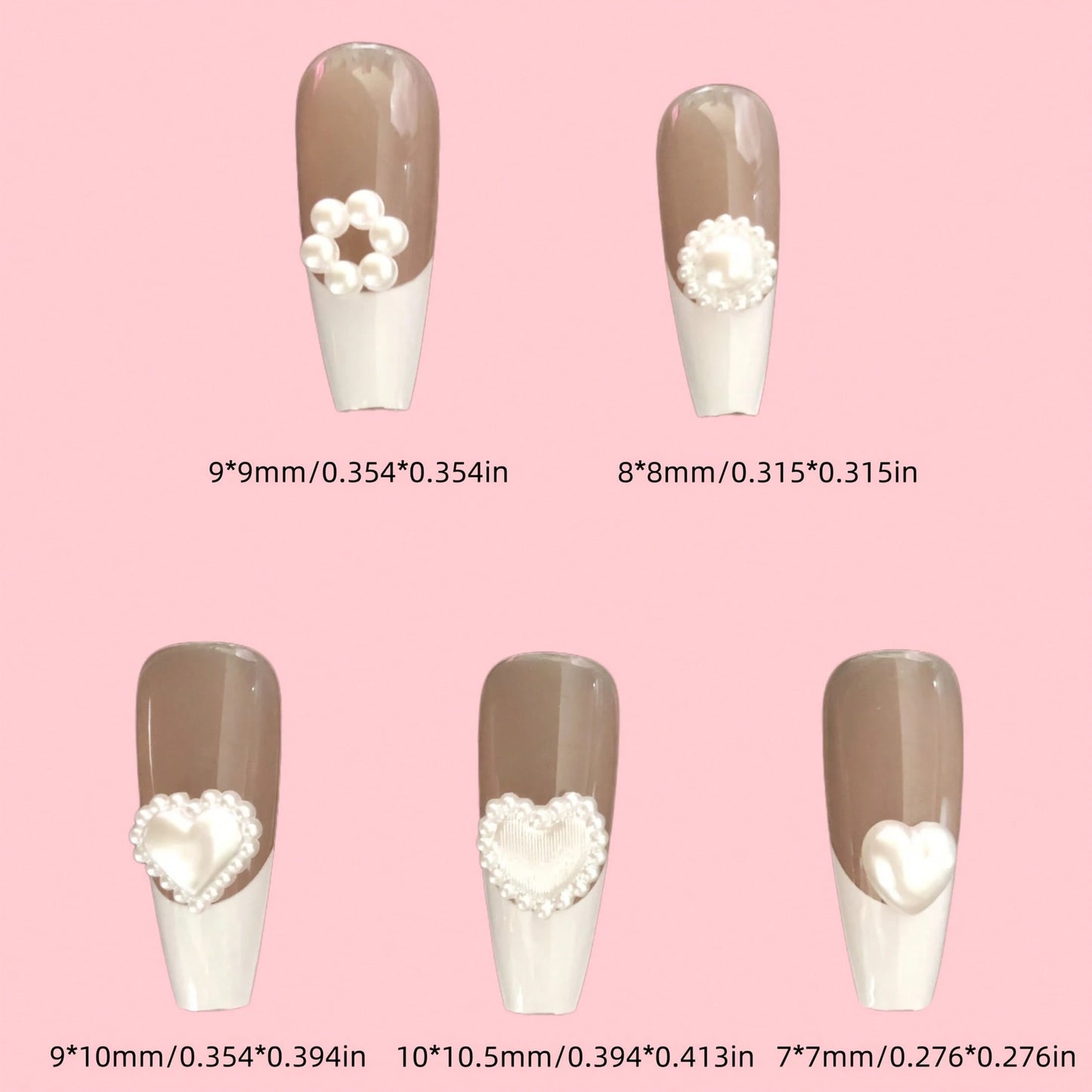 Beauty Salon 500PCS/Box Kawaii 3D White Resin Hollow Pearl Heart Bow Star Princess Ballet Nail Art Supply Set Decoration Charms Kit 10 Model Mix 50PCS Each Diy Ballerina Almond Rounded Oval Flare Fing