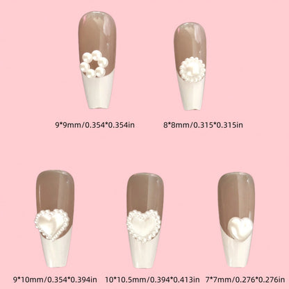 Beauty Salon 500PCS/Box Kawaii 3D White Resin Hollow Pearl Heart Bow Star Princess Ballet Nail Art Supply Set Decoration Charms Kit 10 Model Mix 50PCS Each Diy Ballerina Almond Rounded Oval Flare Fing
