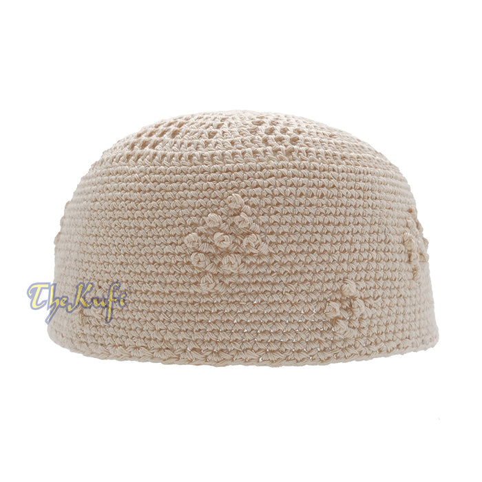 Beige Crocheted Cap - Knot Diamond Design Cotton Blend Yemeni Kufi