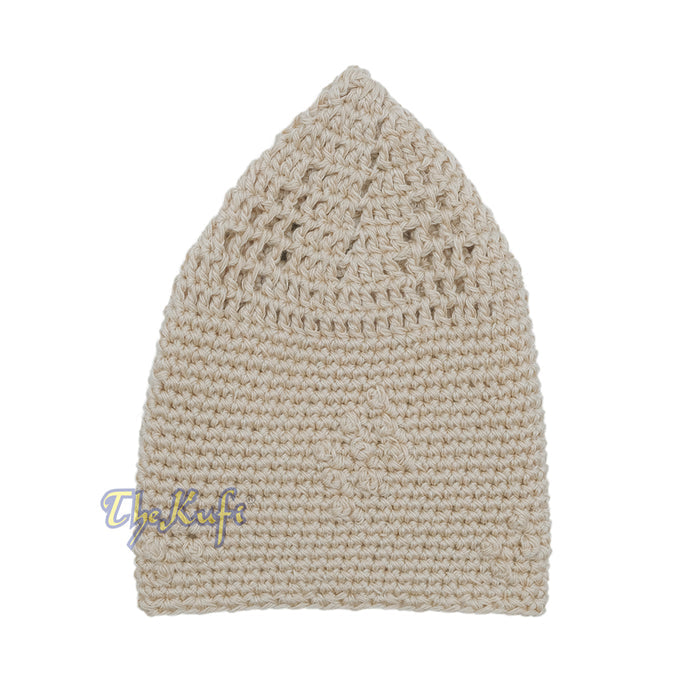 Beige Crocheted Cap - Knot Diamond Design Cotton Blend Yemeni Kufi