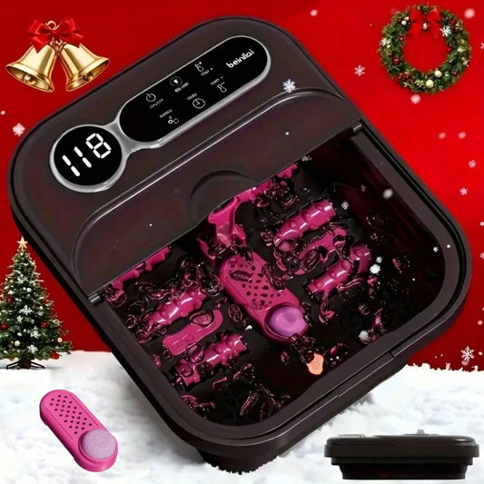 Beinilai Foldable Automatic Heating Foot Spa Bath, Temperature-Controlled Foot Spa Basin With Massage Rollers, Bubbles, And Foot Care Kit The Perfect Gift For Family And Friends, The Ideal Mother's Da