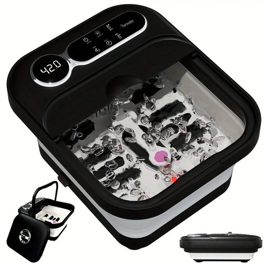 BEINILAI Foot Sink, Foot Bath With Heater, Vibration, Bubble Function, Massager With Six Massage Rollers And Matte Stone, Foldable,Winter Christmas Gifts For Women