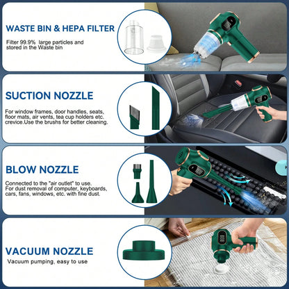 belibuy Powerful Dual-Turbine Motor Cordless Handheld Vacuum Cleaner, Cordless, Portable, Lightweight, Easy To Use, Suitable For Home, Car, Pet Hair, Dust, Debris Cleaning, Halloween, Thanksgiving Gif