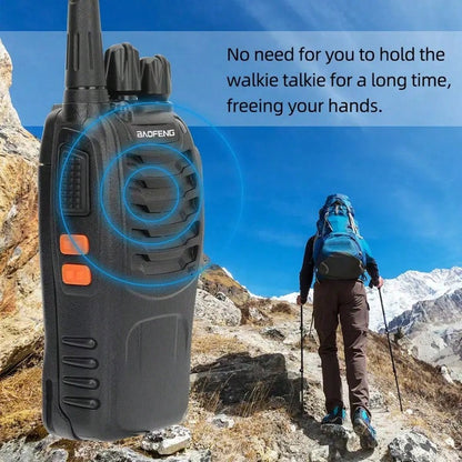 BF888S Rechargeable Long-Range Handheld Walkie Talkie 16Channel Two-Way Radio With Clear Audio Includes Earphone Clip, Lithium Battery & Charger Perfect For Outdoor Adventures Camping, Hiking, Hunting