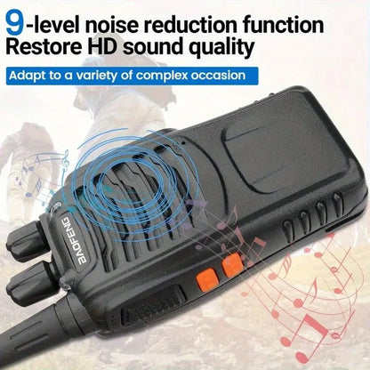BF888S Rechargeable Long-Range Handheld Walkie Talkie 16Channel Two-Way Radio With Clear Audio Includes Earphone Clip, Lithium Battery & Charger Perfect For Outdoor Adventures Camping, Hiking, Hunting
