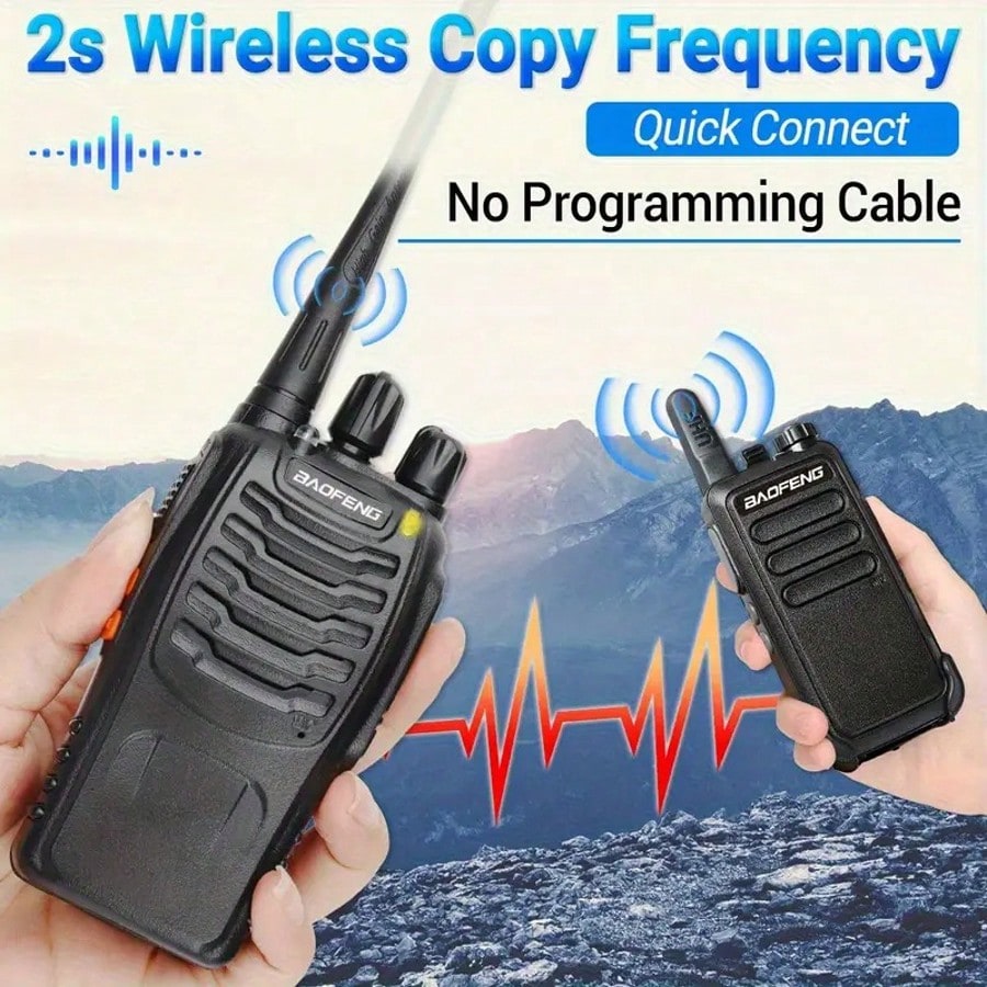 BF888S Rechargeable Long-Range Handheld Walkie Talkie 16Channel Two-Way Radio With Clear Audio Includes Earphone Clip, Lithium Battery & Charger Perfect For Outdoor Adventures Camping, Hiking, Hunting