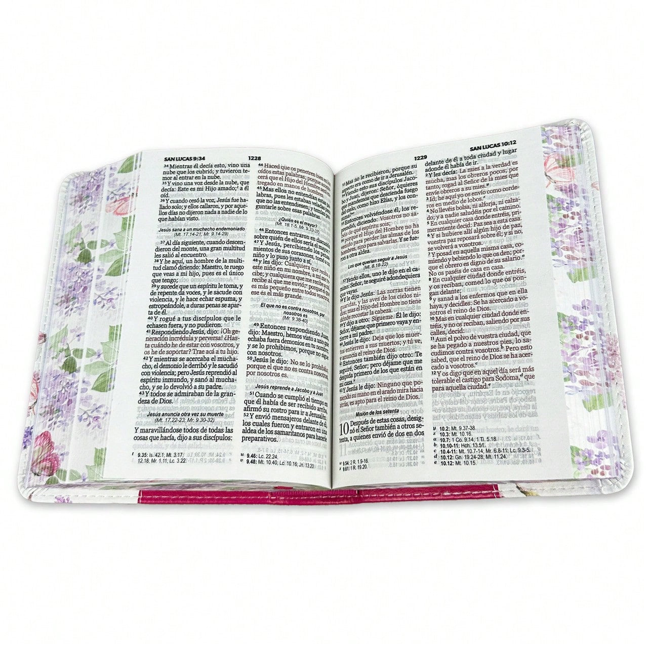 Biblia De Bolsillo RV1960 Imit Piel Con Canto Floral Fucsia Y Pajaro