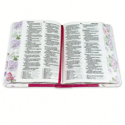 Biblia De Bolsillo RV1960 Imit Piel Con Canto Floral Fucsia Y Pajaro