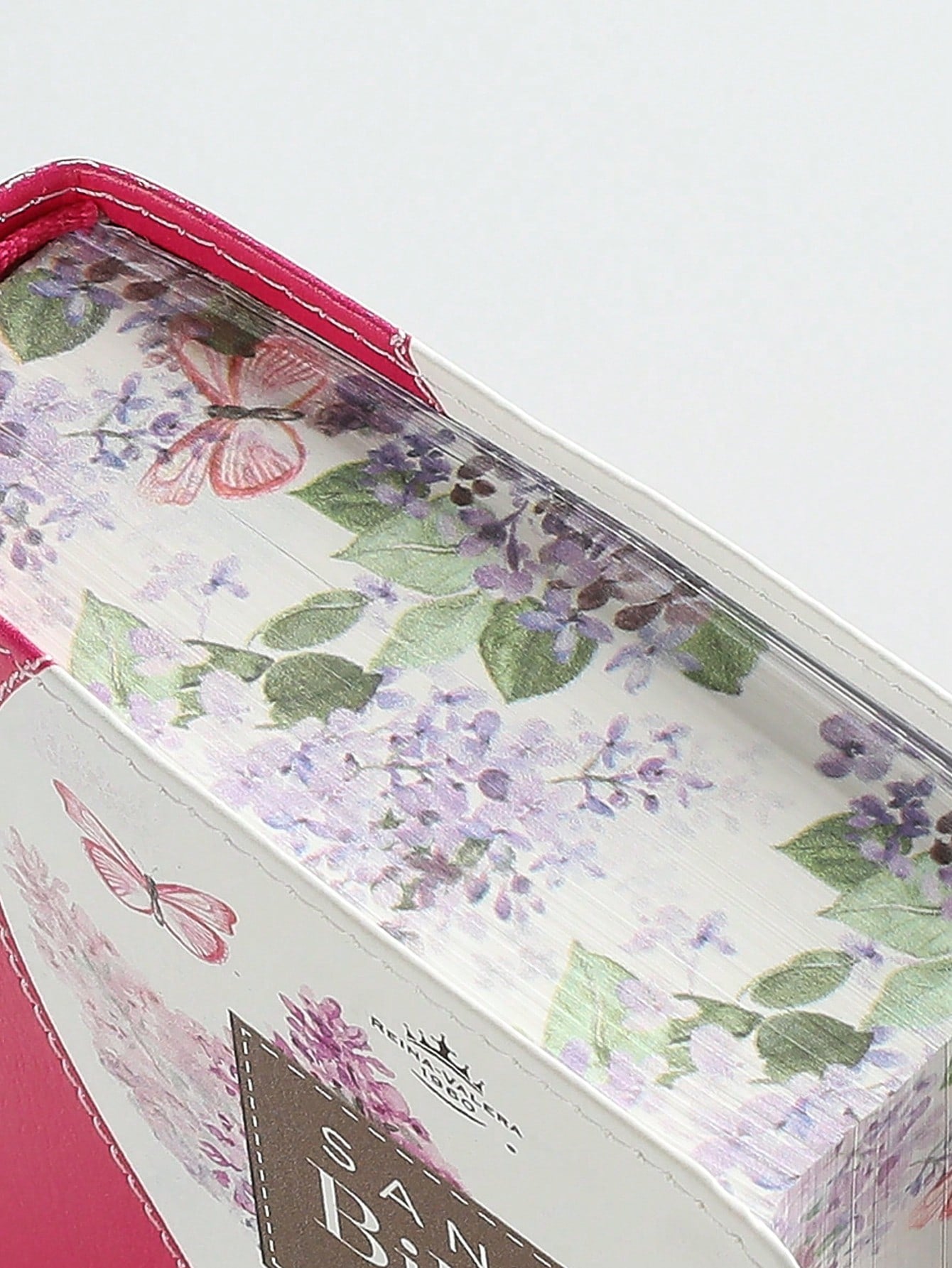 Biblia De Bolsillo RV1960 Imit Piel Con Canto Floral Fucsia Y Pajaro
